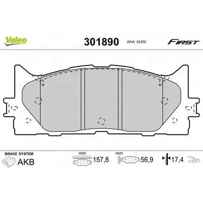 Колодки тормозные передние VALEO 301 890