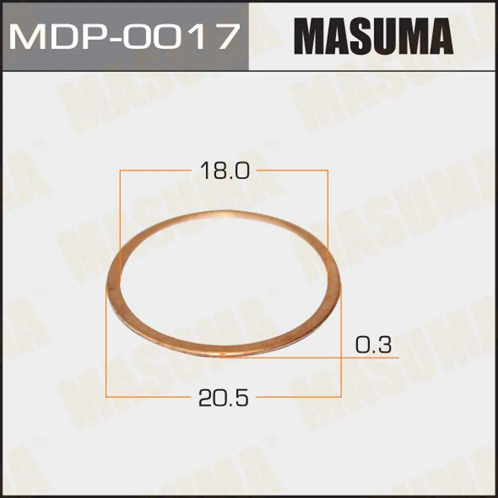 Шайбы для форсунок MASUMA Медь 0636-13-651 18х20,5х0,3 FE, R2, KF, RF, HA, SL MASUMA MDP0017