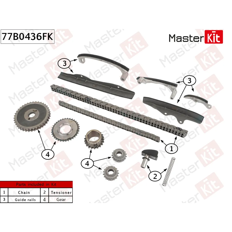 Комплект цепи ГРМ MITSUBISHI 4G54/G54B/G52B MASTERKIT 77B0436FK