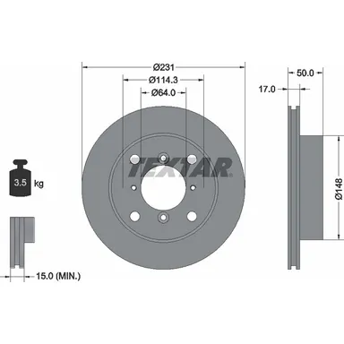 Диск тормозной передний стандартный SUBARU/SUZUKI TEXTAR 92069000