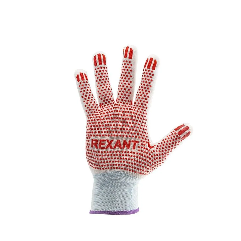 Перчатки х/б белые нейлоновые («Точка» ПВХ) REXANT 09-0202-2