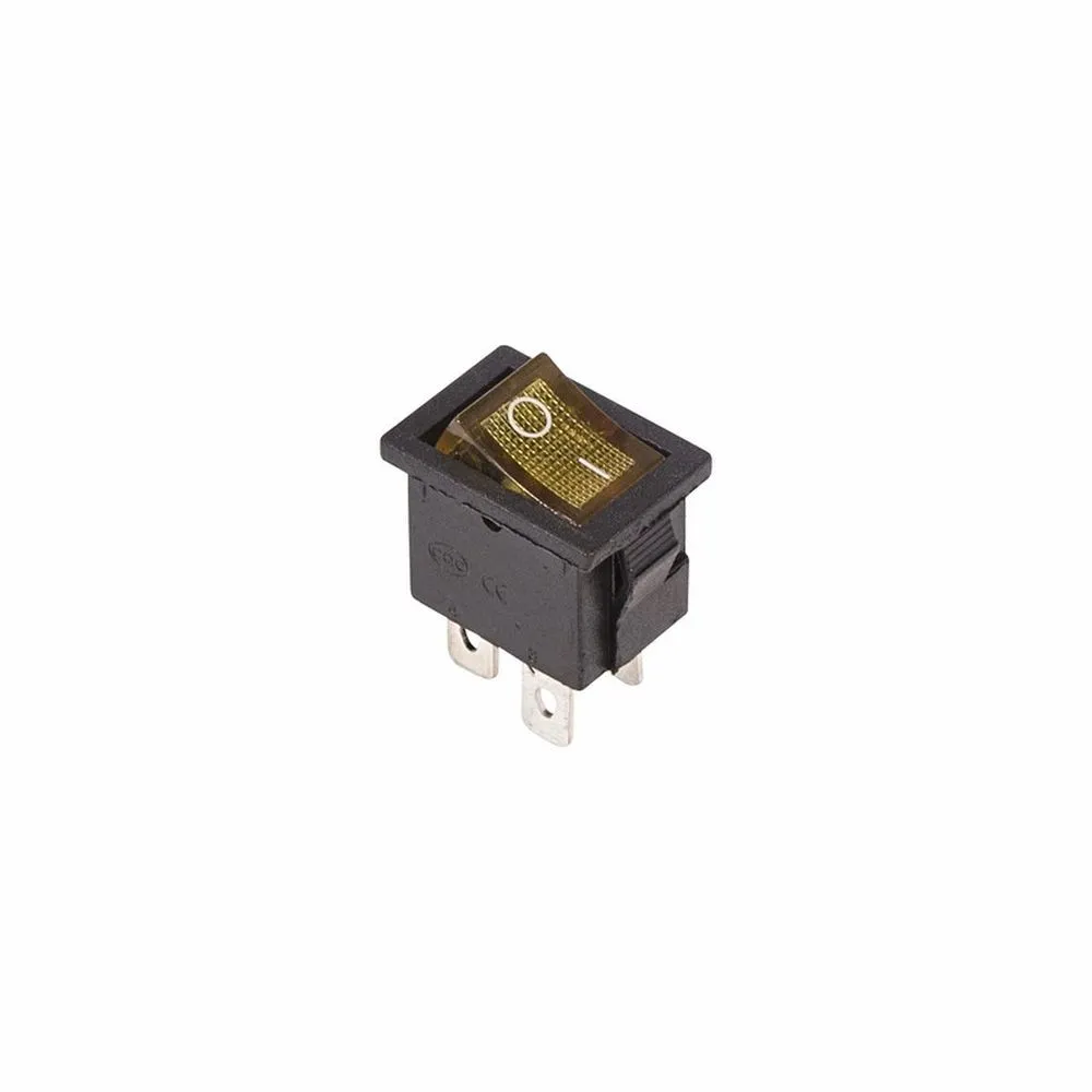 Выключатель клавишный 250V 6А (4с) ON-OFF желтый с подсветкой Mini (RWB-207, SC-768) REXANT 36-2192