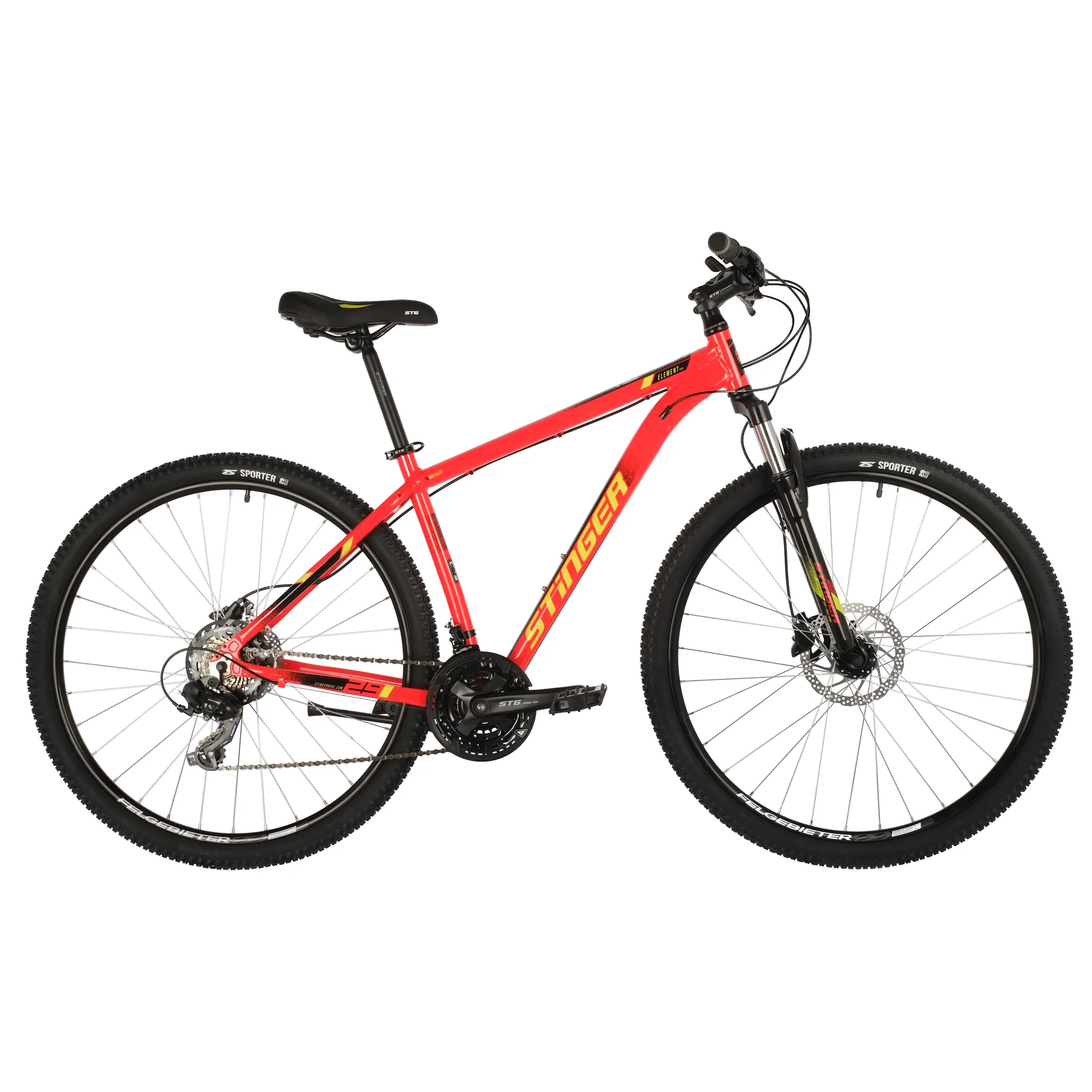 Велосипед 29 горный STINGER Element Pro (2021) количество скоростей 21 рама алюминий 18 красный