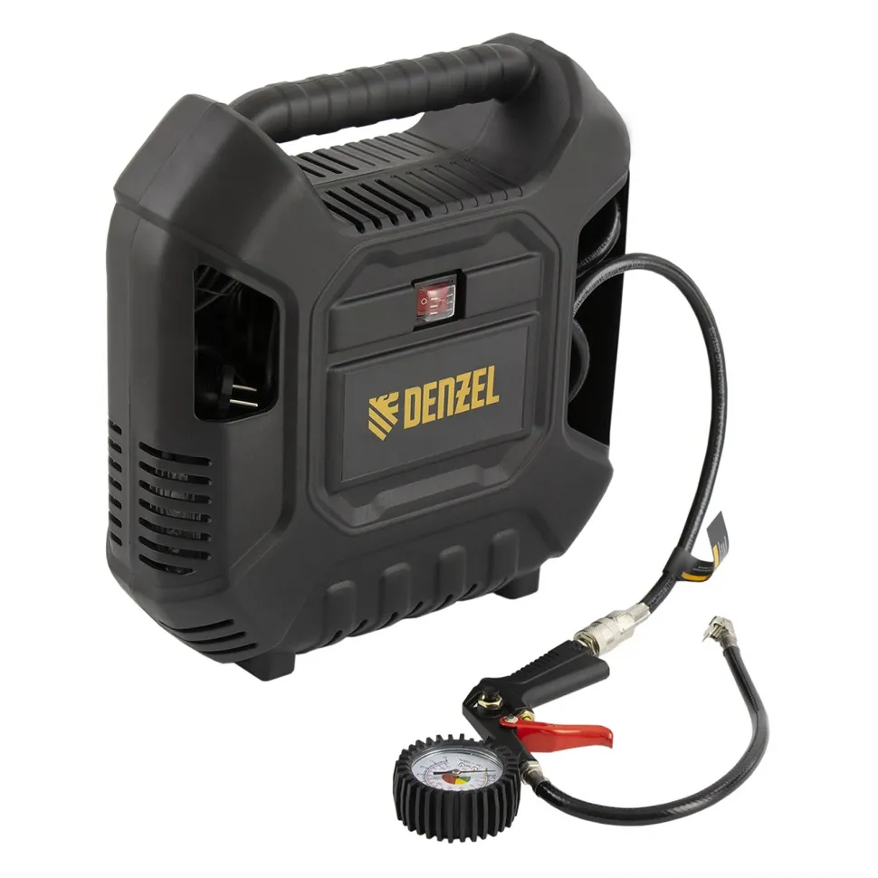 Компрессор воздушный DL1100 1,1 кВт, 180 л/мин, с набором аксессуаров Denzel 58005