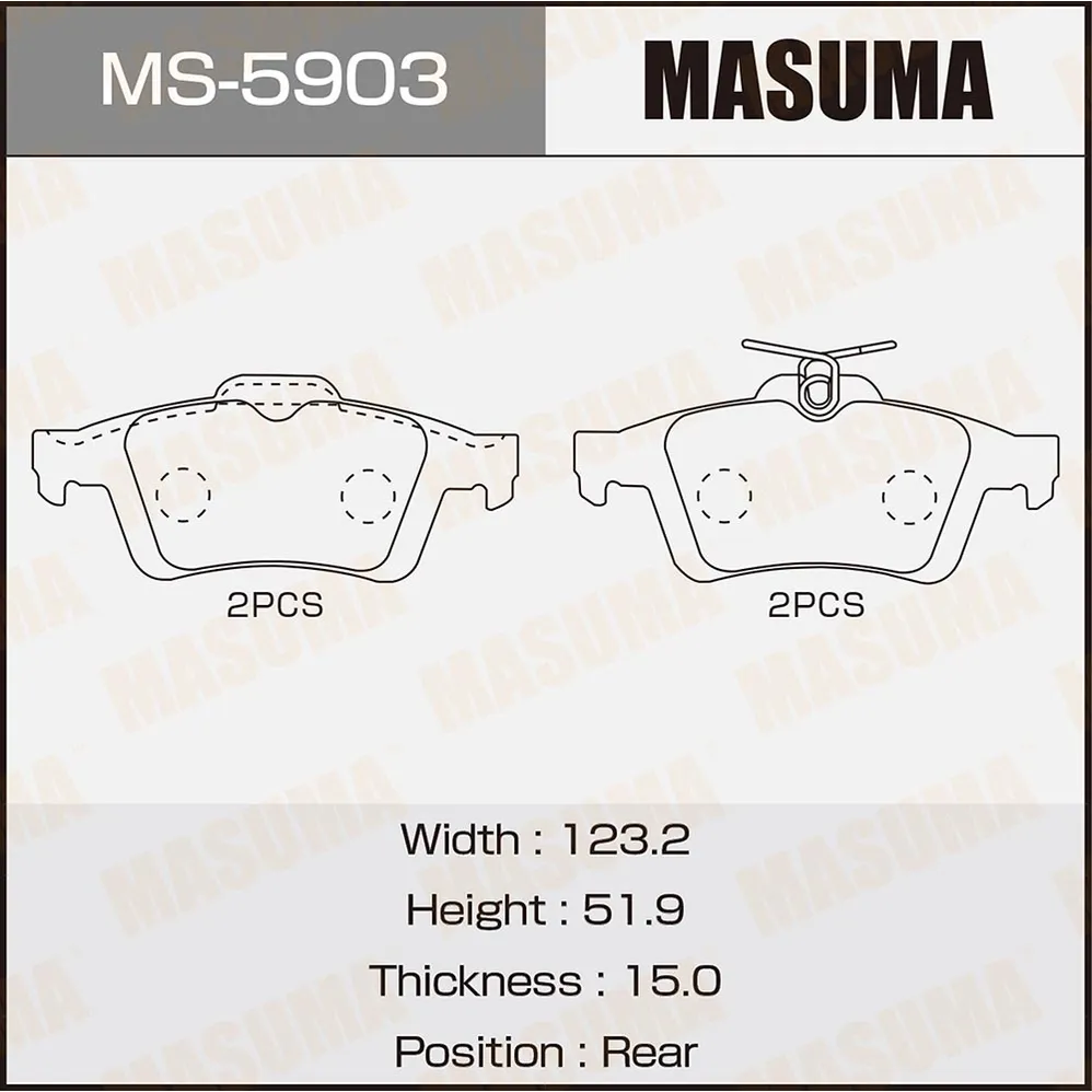 Колодки задние MAZDA AXELA MASUMA MS-5903