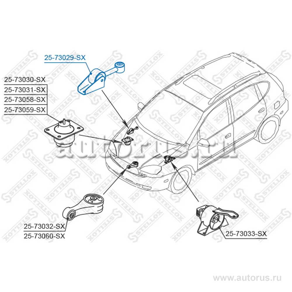 Подушка ДВС зад.п.Daewoo Tacuma 99 STELLOX 2573029_SX