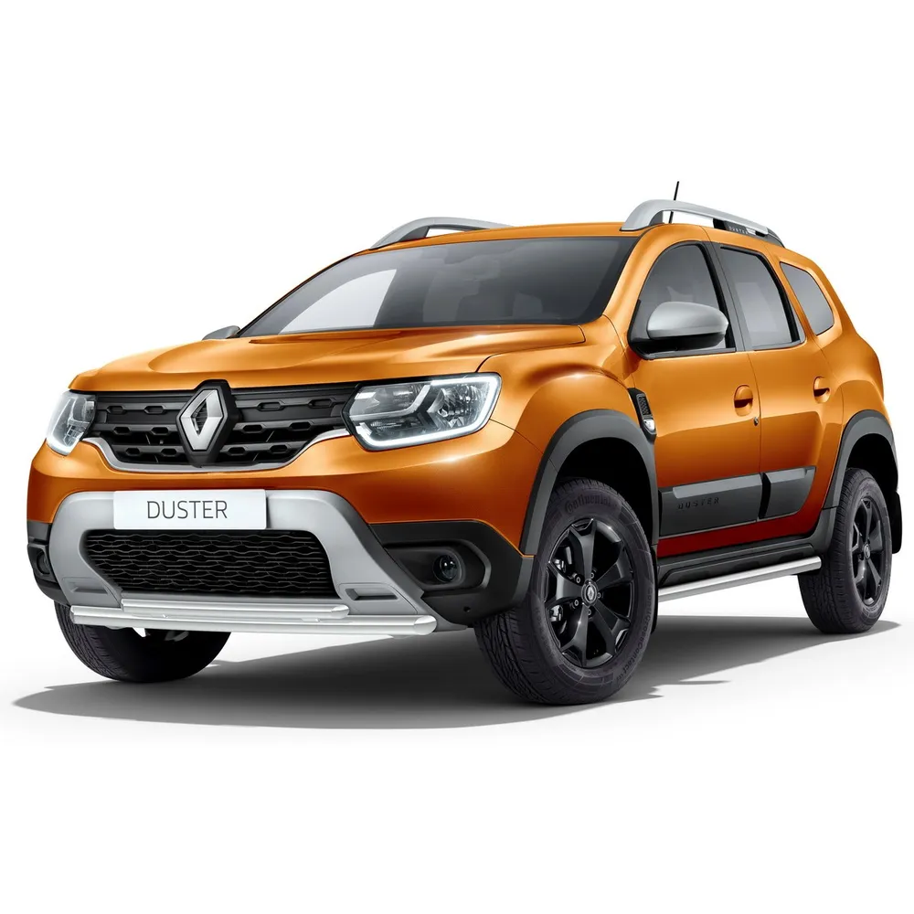 Защита переднего бампера d57+d42 Rival для Renault Duster II 2021-н.в., нерж. сталь, RIVAL R.4706.001