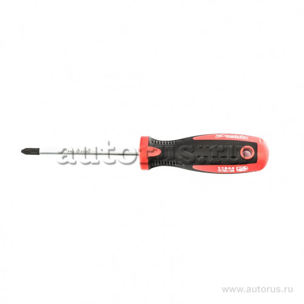 Отвертка Profi, Ph2x100 мм, S2, двухкомп. рукоятка MATRIX 11844