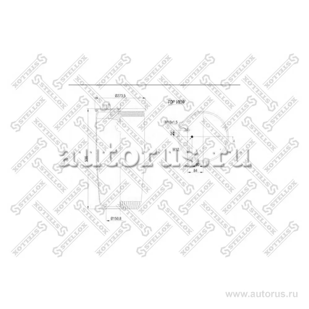 Пневмоподушка без стак. MAN TGA/TGS/TGX STELLOX 84-00144-SX