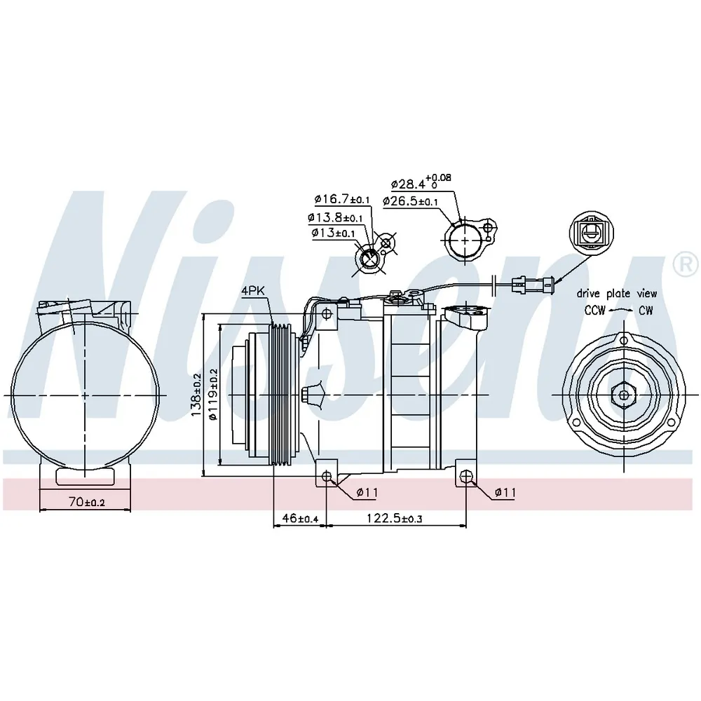 Компрессор кондиционера VW PASSAT 98-05, AUDI A4 97-01, A6 97-05, A8 97-02, ALLROAD 00-05, SKODA SUP NISSENS 89045