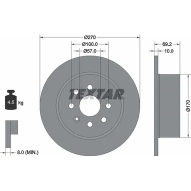 Диск тормозной задний с покрытием PRO OPEL/VAUXHALL TEXTAR 92075503