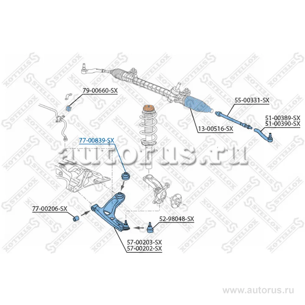 Сайлентблок рычага пер. ниж. зад. Citroen C1, Peugeot 107, Toyota STELLOX 77-00839-SX