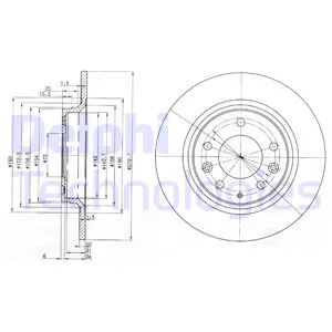 Диск тормозной задний MAZDA 6 02-08 /D=280MM DELPHI BG3875C
