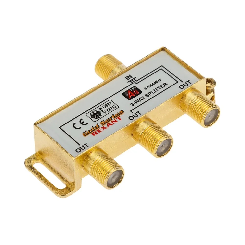 ДЕЛИТЕЛЬ ТВx3 + 4шт. F BOX 5-1000 МГц GOLD REXANT 05-6102-1