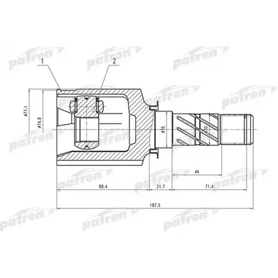 ШРУС внутренний 29x35x25 SUBARU LEGACY B13 03-09 PATRON PCV1556