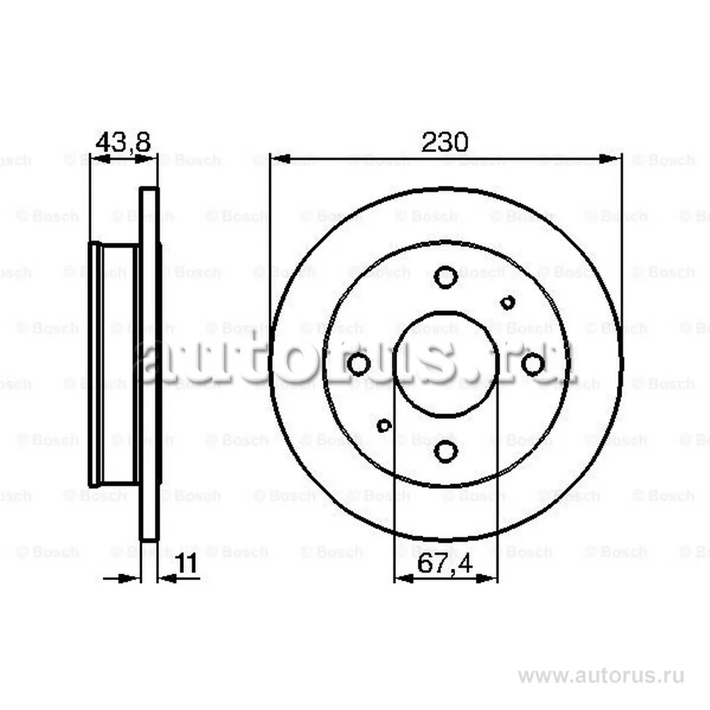 Диск тормозной HYUNDAI ATOS 98 -, ATOS PRIME 99- BOSCH 0986478727