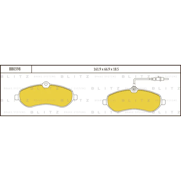 Колодки тормозные дисковые передние CITROEN Jumpy 07->FIAT Scudo 07->PEUGEOT Expert 07 BLITZ BB0398