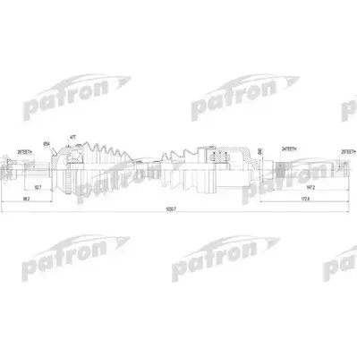 Полуось прав CHRYSLER Voyager 95-01 PATRON PDS2818