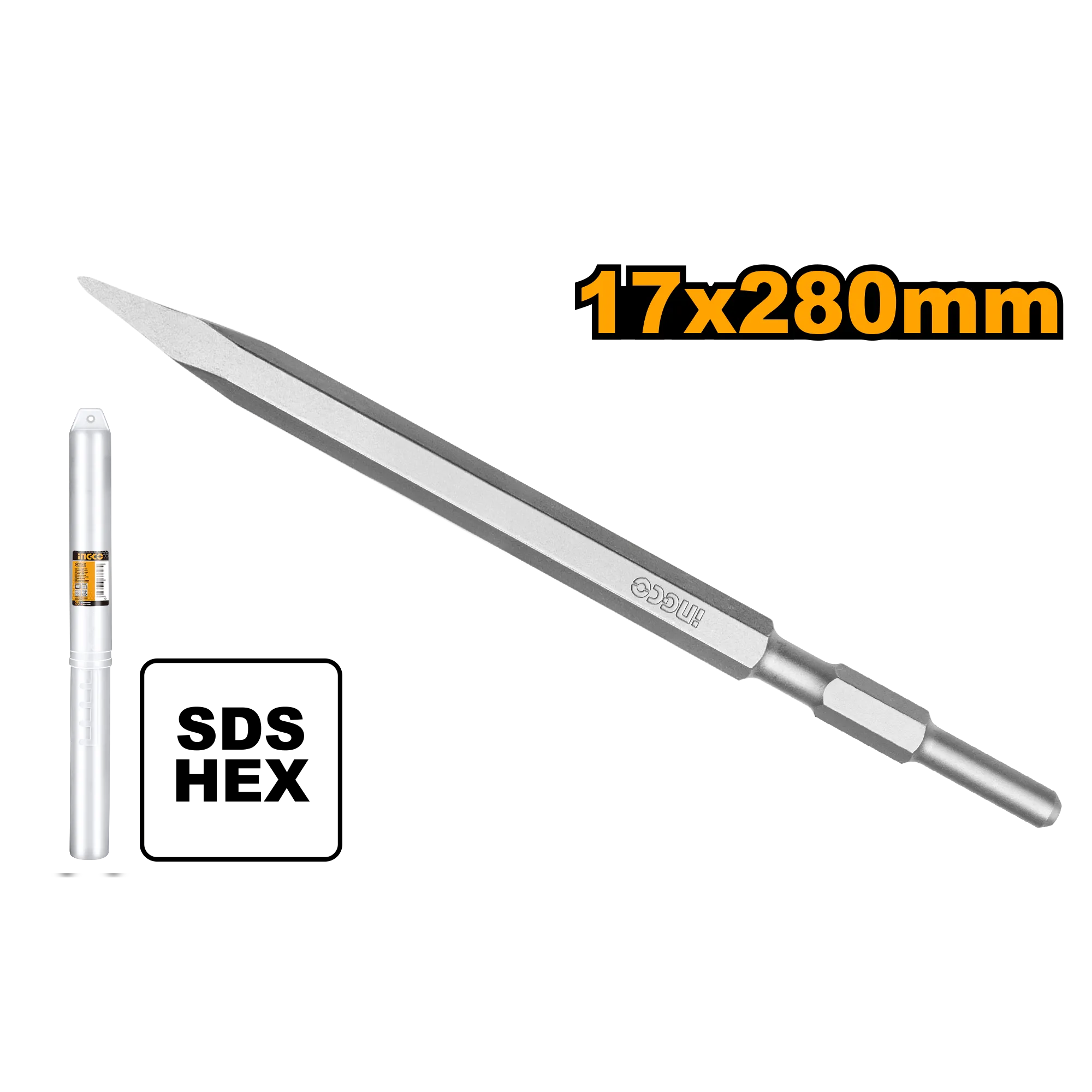 Зубило пикообразное Hex 17x280 мм INGCO DBC0512801