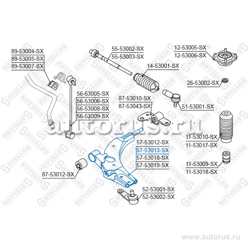 Рычаг л. KIA Carens 00-02/Shuma 00-03 (5753012_SX) STELLOX 5753013_SX