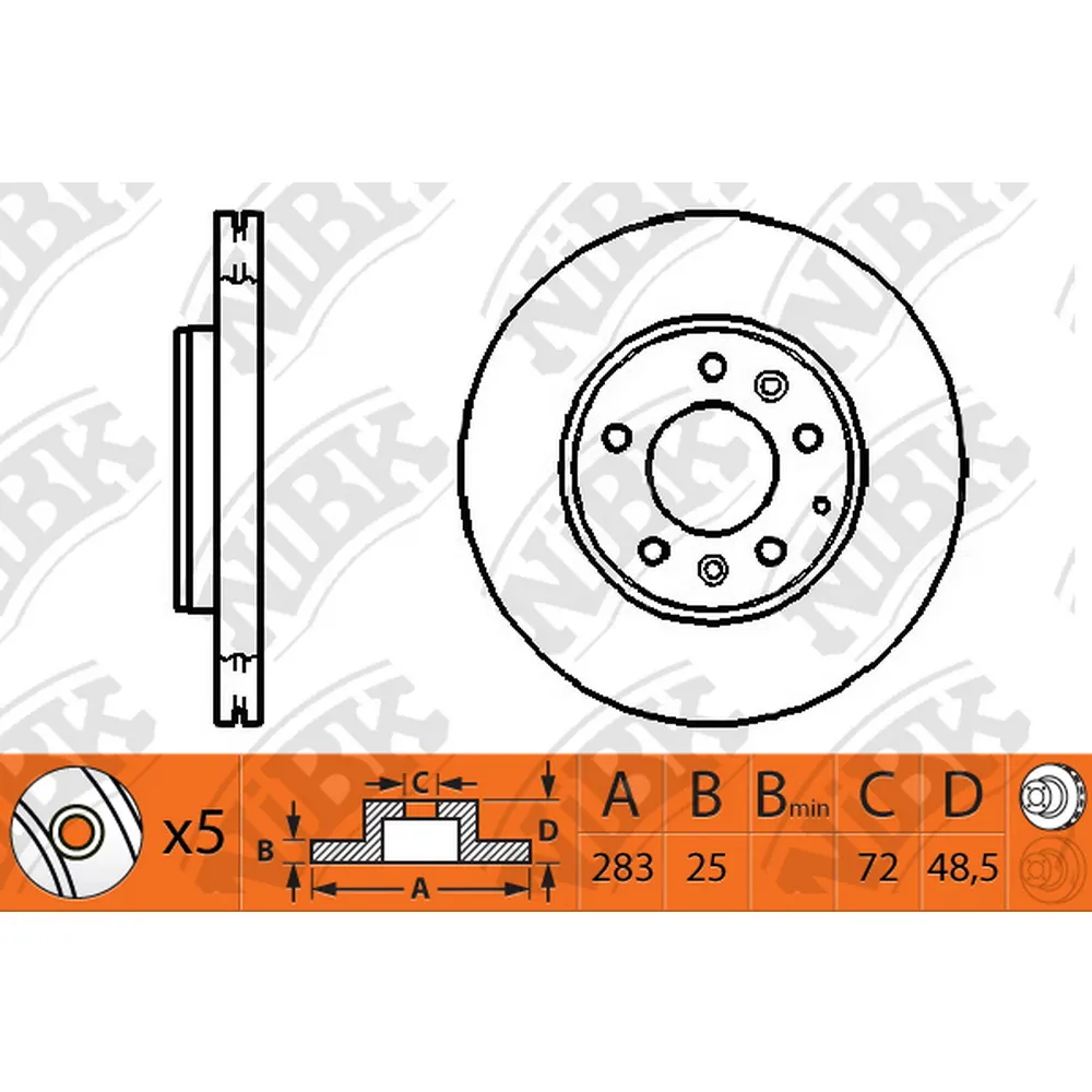 Диск тормозной передний MAZDA 6 02-08 NIBK RN1195