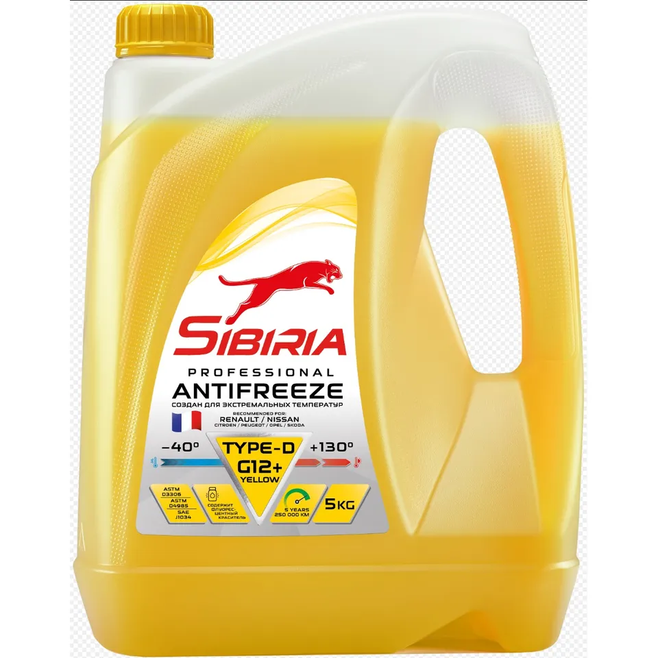 Антифриз готовый карбоксилатный желтый SIBIRIA -40 G12+ 5 л SIBIRIA 963896