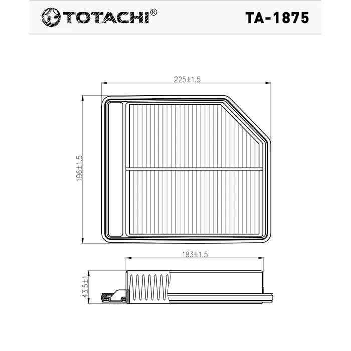 Фильтр воздушный TOTACHI TA-1875 A-886 V 17220-RNA-A00 MANN C 2240 TOTACHI TA-1875