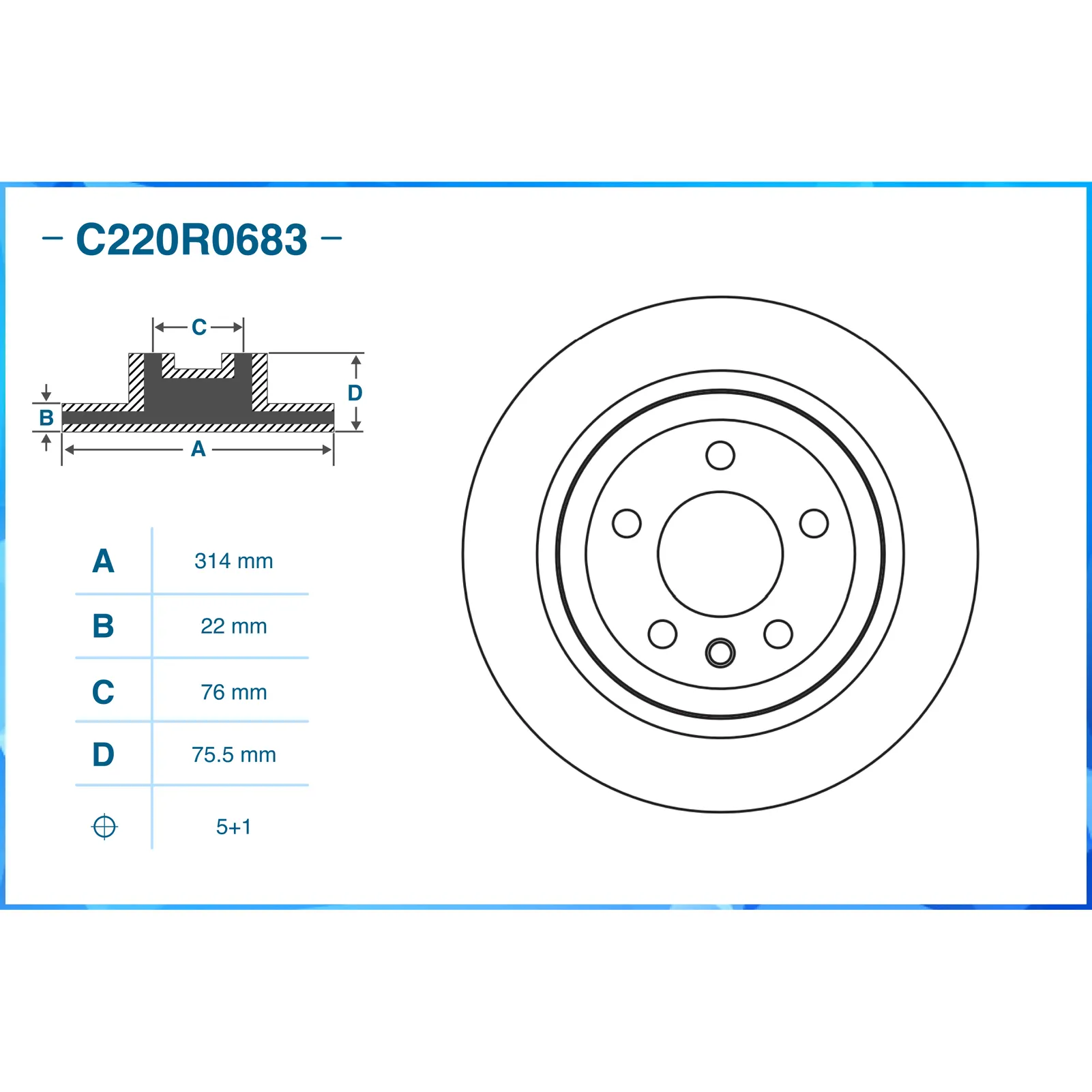 Диск тормозной задний VW TOUAREG / T5 CWORKS C220R0683
