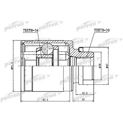 ШРУС внутренний правый 30X50X36 NISSAN MURANO Z50 02-07 PATRON PCV1762
