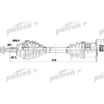 Полуось передняя левая 36x478x59,5 AUDI: A3 03- \ SEAT: LE PATRON PDS0251