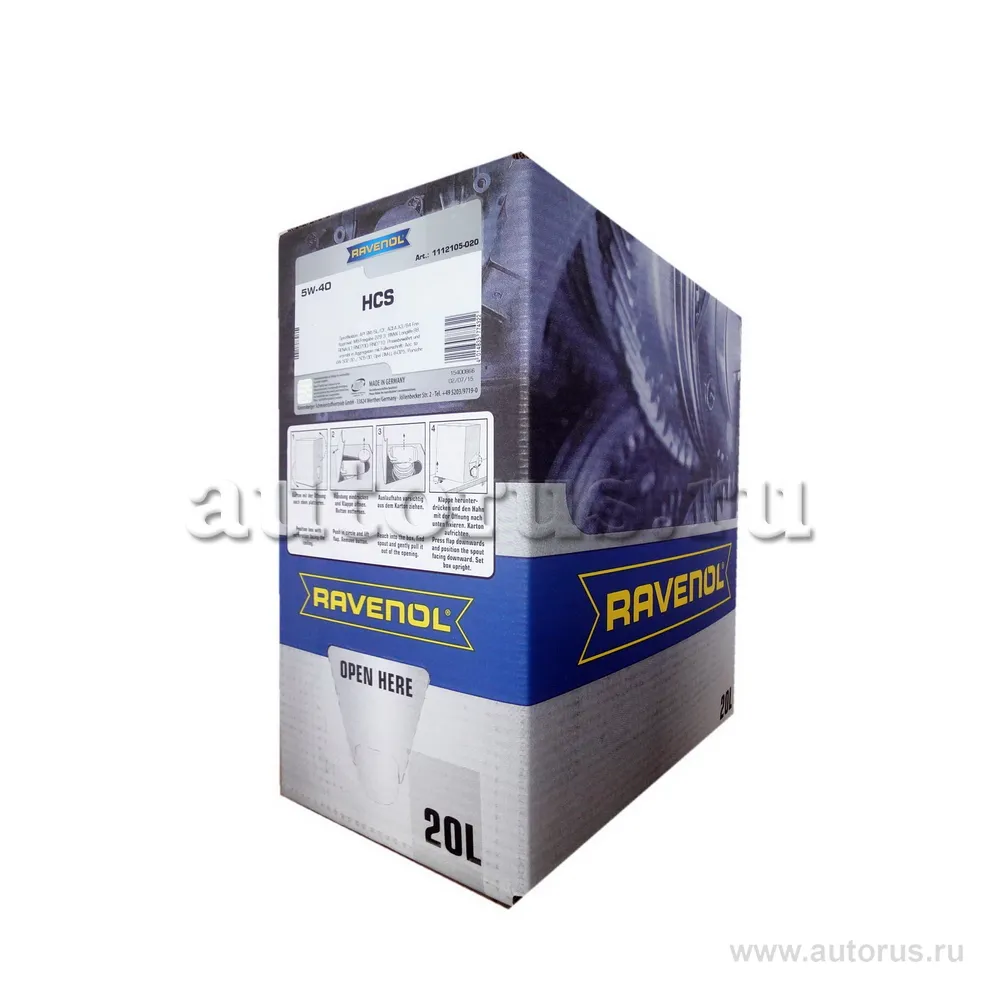 Моторное масло RAVENOL HCS SAE 5W-40 (20л) ecobox 1112105-B20 (4014835774322)