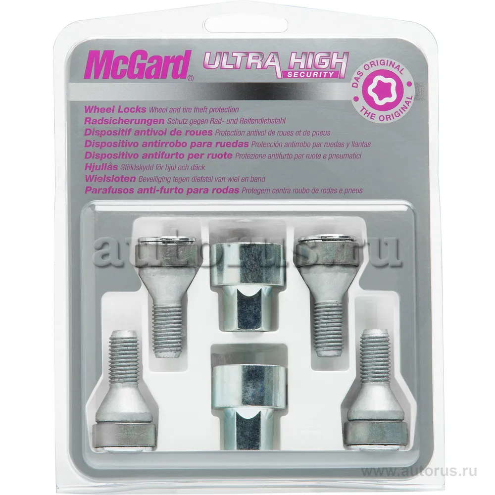Секретки колесные болт M14x1,5 хром, длинна 53,6 mm, конус, под ключ 19 mm, (2 ключа) McGard 37000 SL