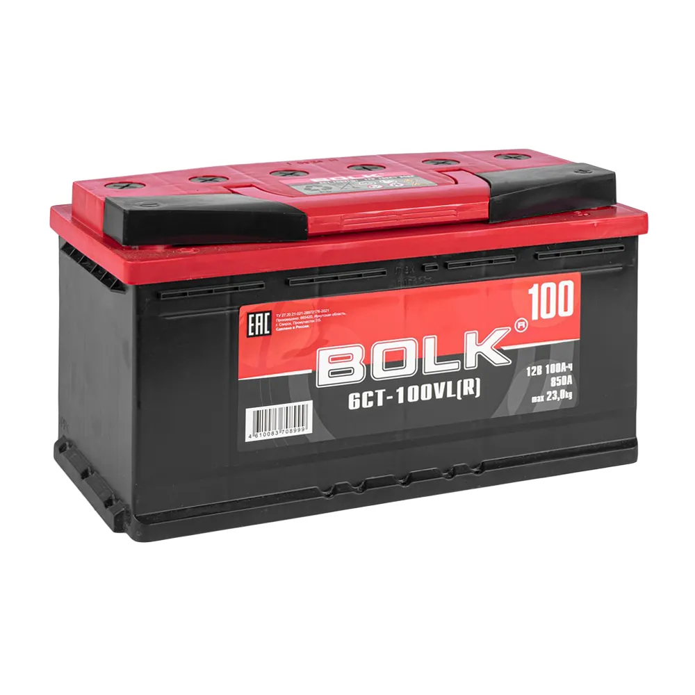 Аккумулятор BOLK Standart 100 А/ч обратный R+ 353x175x190 L5 EN 850 А
