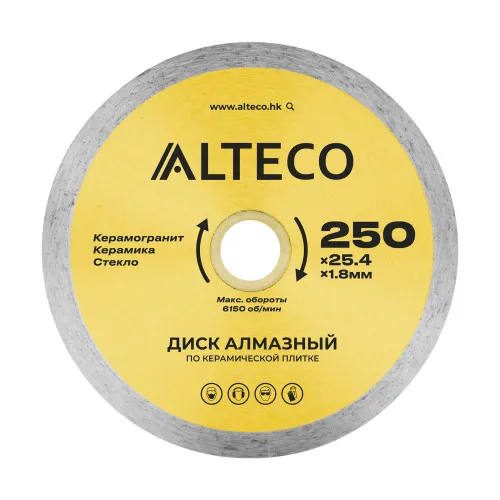 Диск алмазный по керамической плитке ALTECO 250x25.4x1.8 мм ALTECO 66528
