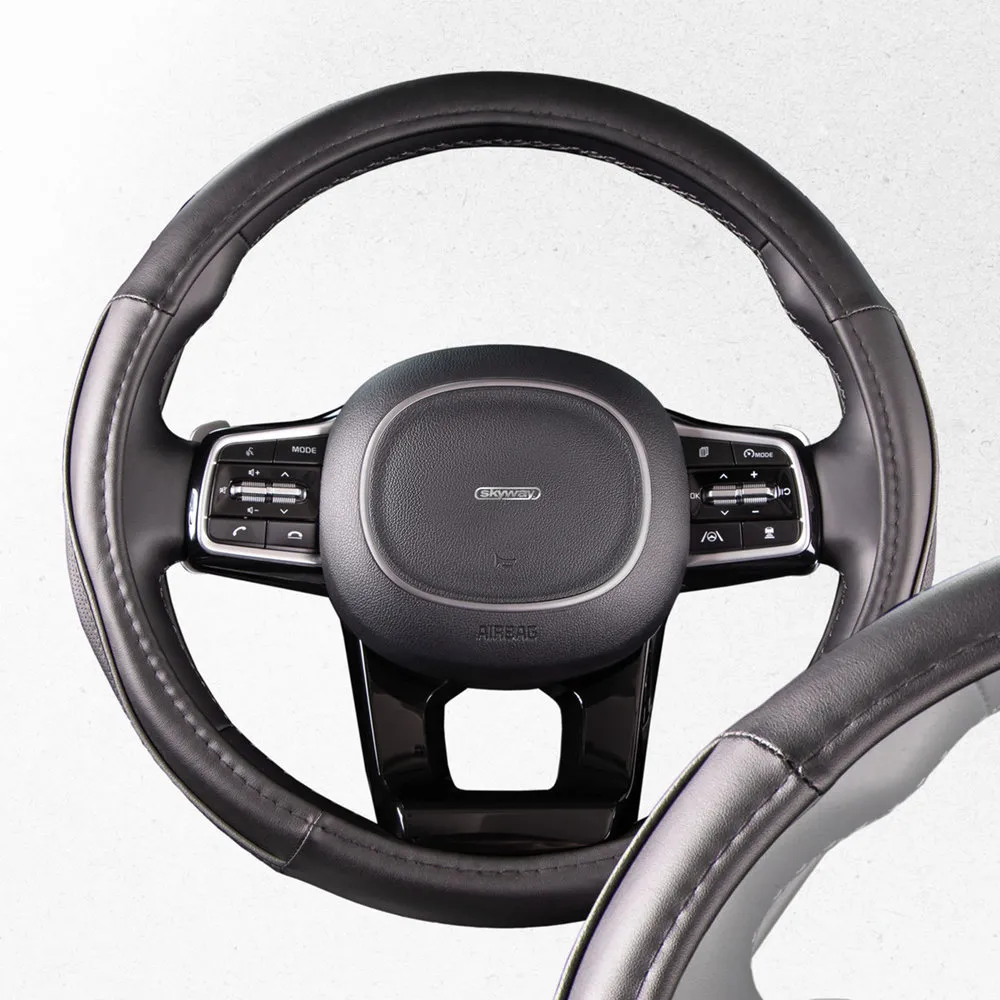 Оплетка на руль Combo-7 экокожа, Черно/Серая M, SKYWAY SKYWAY S01102299