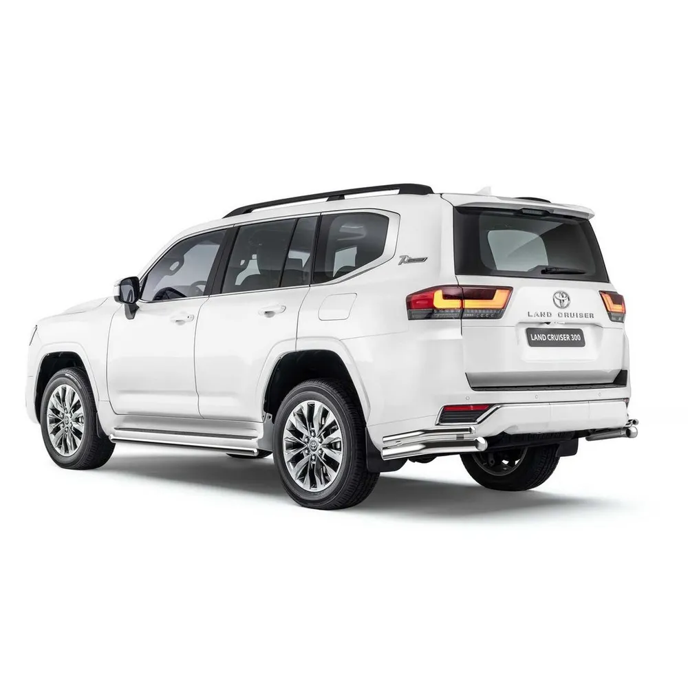 Защита заднего бампера d76+d57 уголки + комплект крепежа, RIVAL, Toyota Land Cruiser 300 70th Annive RIVAL R5727004
