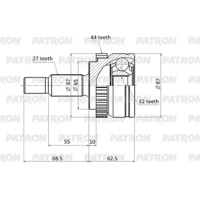 ШРУС наружный 27x65x32 ABS:44T RENAULT: ESPACE III 96- PATRON PCV1732