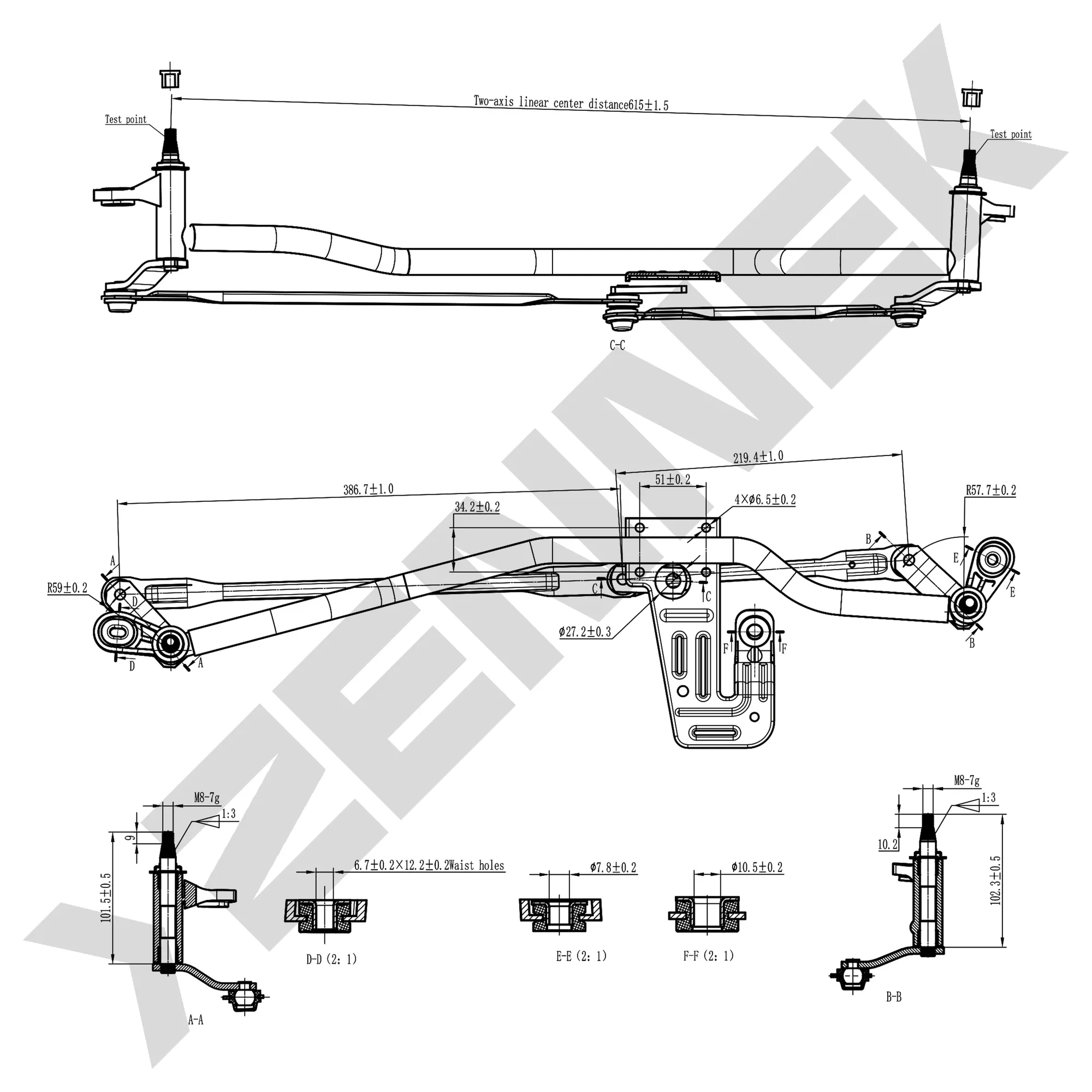 Трапеция стеклоочистителя CITROEN JUMPER 2006- FIAT DUCATO 2006- PEUGEOT BOXER 2006- ZENNEK DWL0016