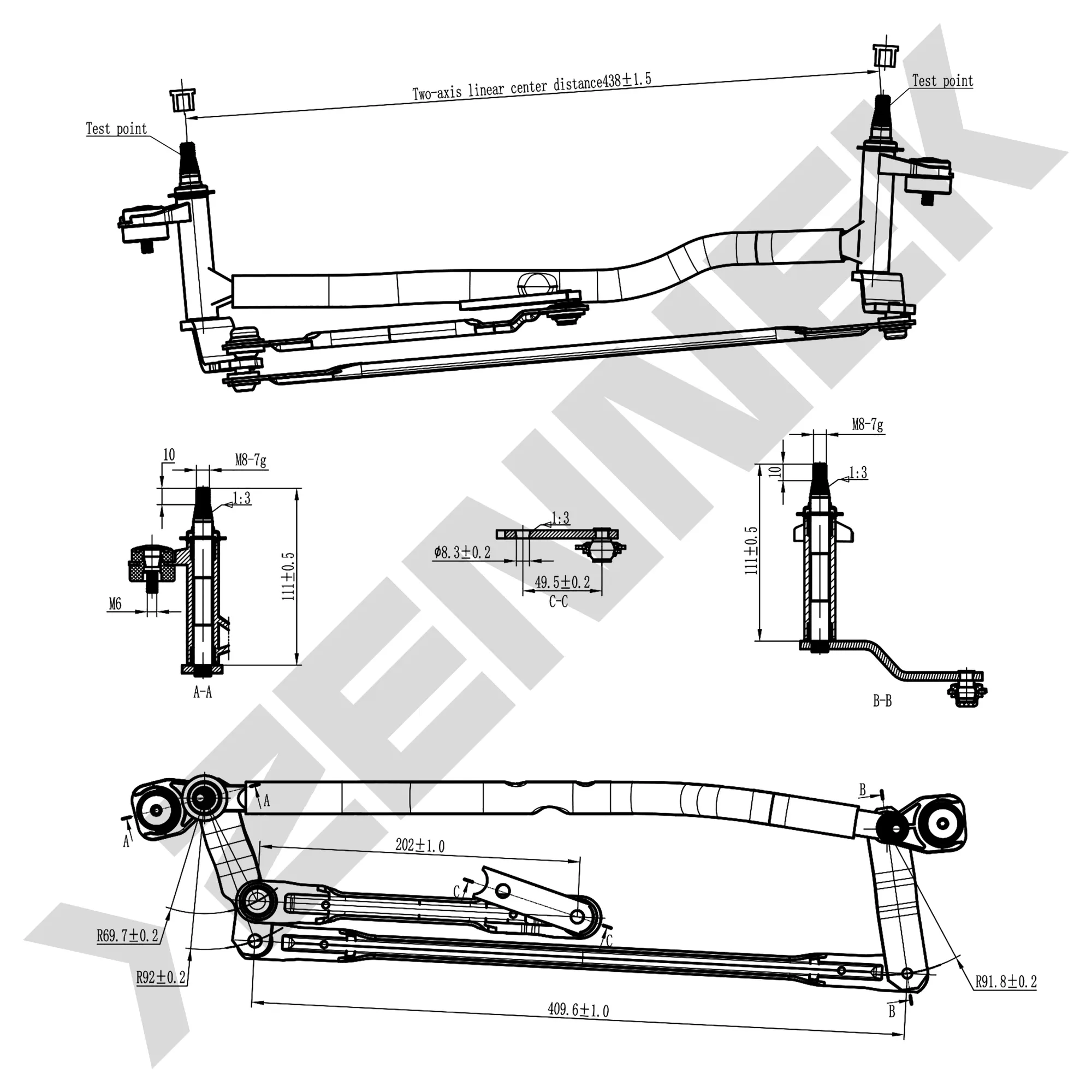 Трапеция стеклоочистителя VW CADDY 2004-, TOURAN 2003-2010 ZENNEK DWL0008
