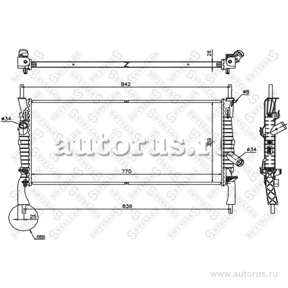 Радиатор системы охлаждения с АС Ford Transit all 06> STELLOX 10-26752-SX