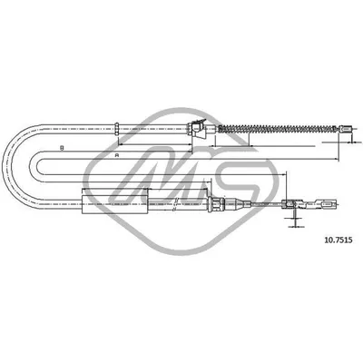 Трос ручника AUDI A2 ALL (DRUM BRAKE) (CH. 8Z3010001 ) SX L Metalcaucho 80583