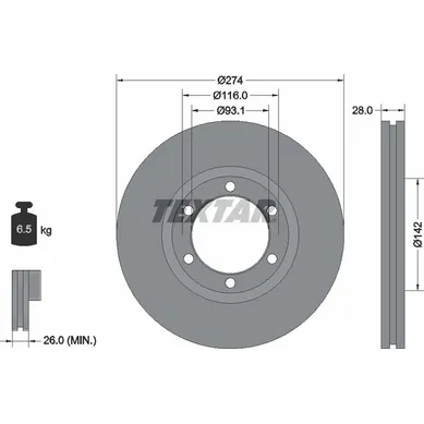 Диск тормозной передний стандартный FORD ASIA / OZEANIA/MAZDA TEXTAR 92236200