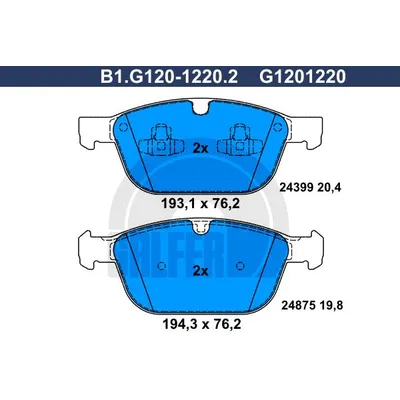 Колодки тормозные дисковые GALFER B1G12012202