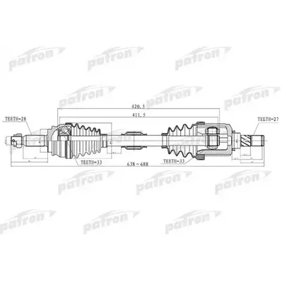 Полуось лев DODGE: CALIBER 07-09 \ JEEP: COMPASS 07-09, PA PATRON PDS2033