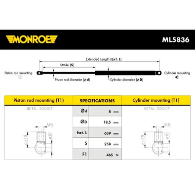 Амортизатор крышки багажника HONDA Civic 05-12 MONROE ML5836
