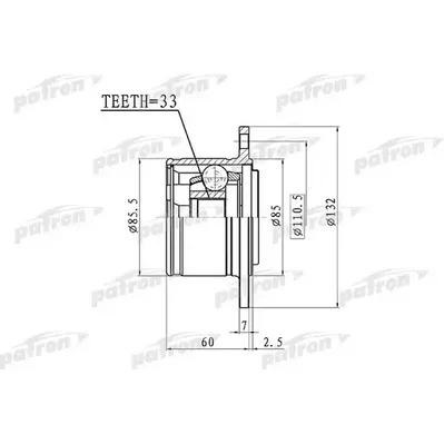 ШРУС внутренний правый 33x85 MITSUBISHI L200 KB4T 05- PATRON PCV1391