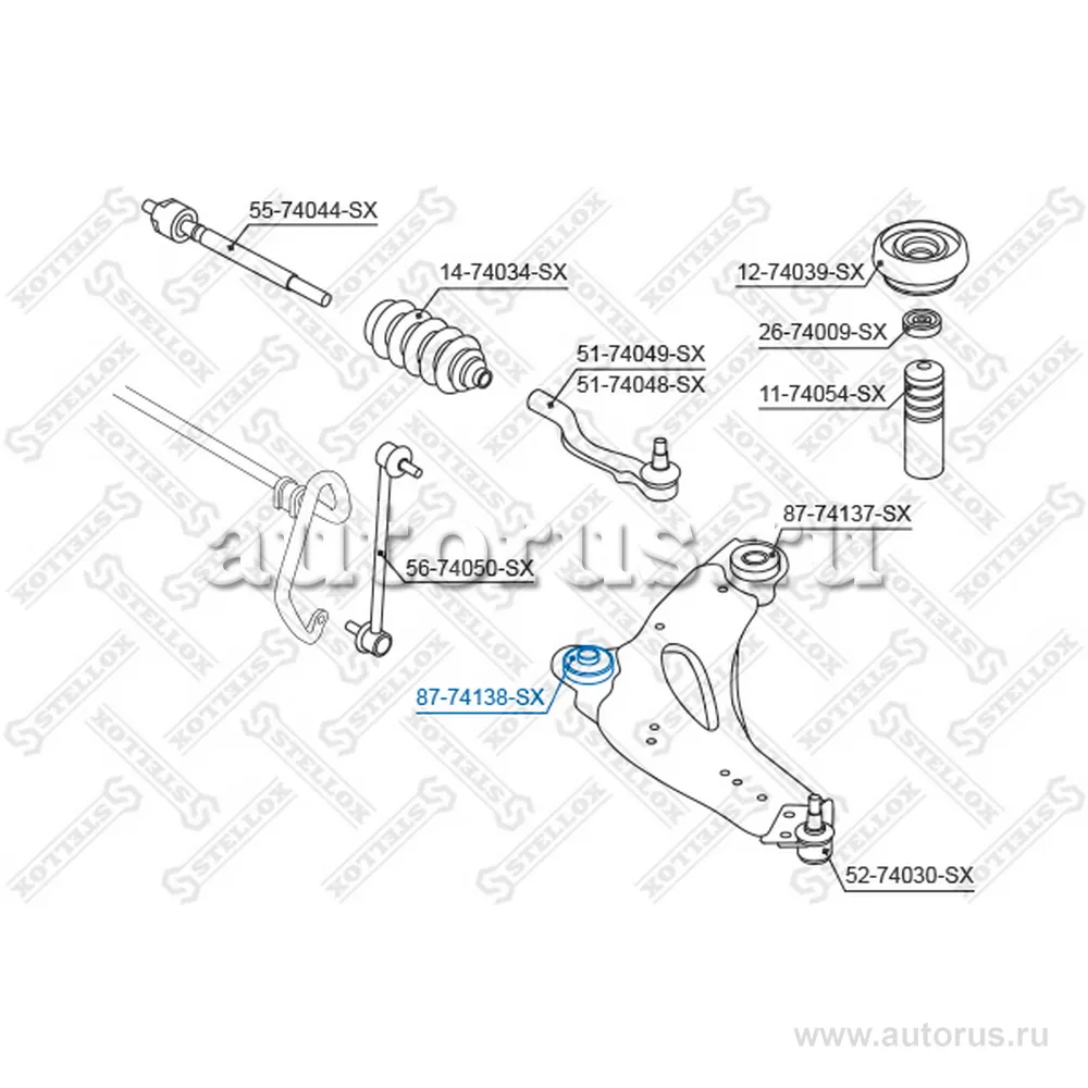 Сайлентблок рычага пер. Nissan Primastar all 02> STELLOX 87-74138-SX