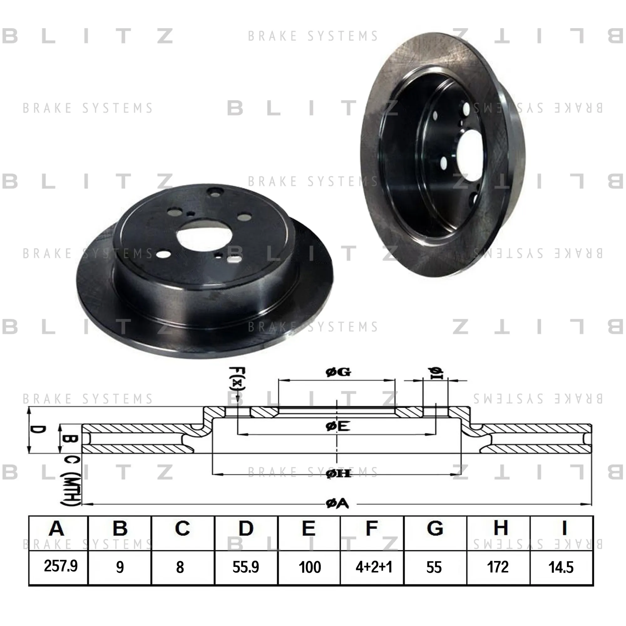 Диск тормозной задний TOYOTA COROLLA 02-> BLITZ BS0181