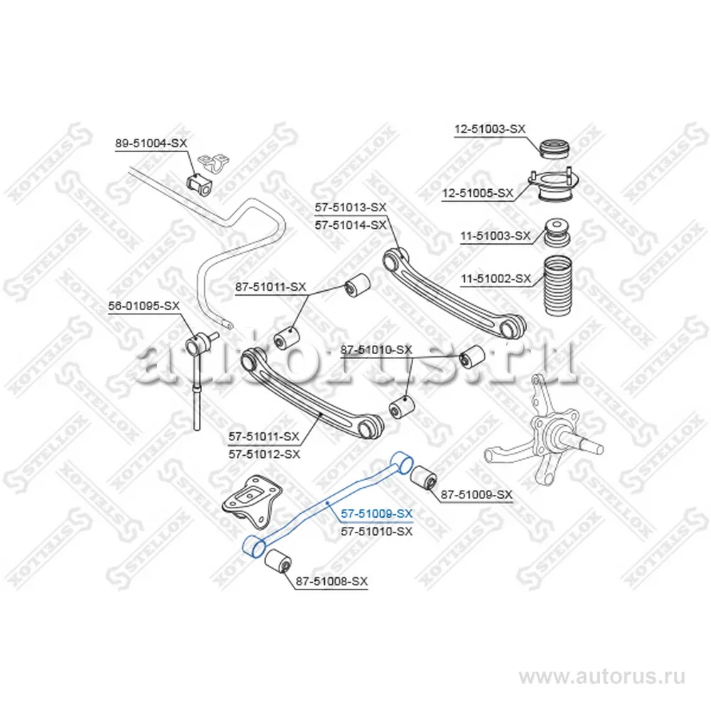 Рычаг зад. подв. продольн. п. Hyundai A STELLOX 5751009_SX