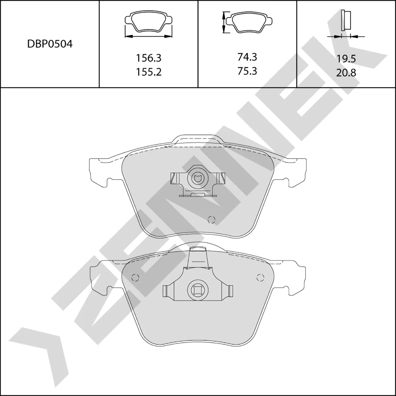 Колодки тормозные передние XC90 02-14 ZENNEK DBP0504